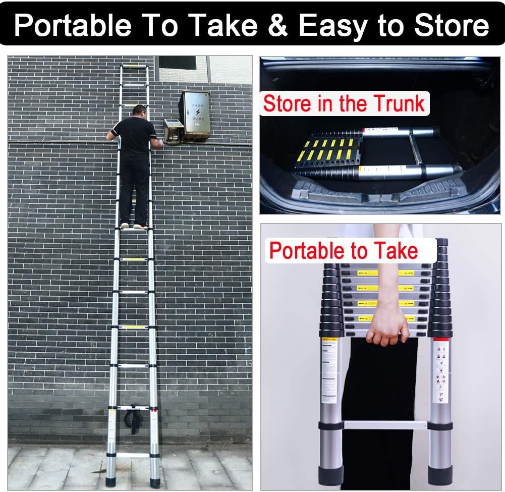 16.4FT Tall Telescoping Ladder, Extension Collapsible Ladders, Aluminum Lightweight Telescopic Ladder for RV, Loft, Home & Attic, 330LB Capacity: Kitchen & Dining