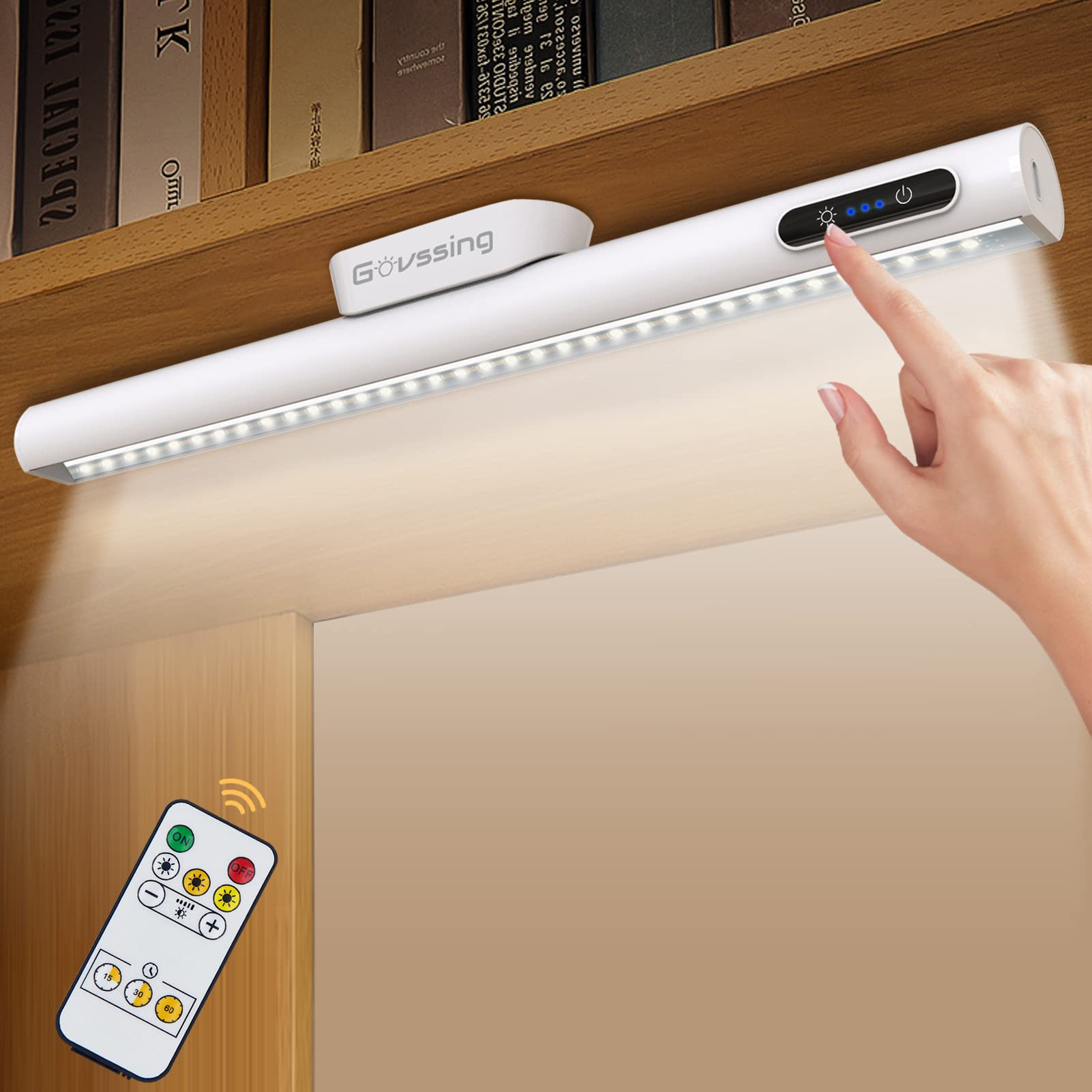 デスクライト Govssing LEDライト 4000mAh バッテリー残量インジケーターライト付き ネジ取り付けが可能 Type-C充電式 卓上ライト おしゃれ 目に優しい 電気スタンド タッチ式 3種類色温と無段階調光 100度角度調節可能 マグネットとリモコン付き タイミング機能 読書灯