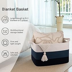 OIAHOMY Blanket Basket, Rectangle Woven