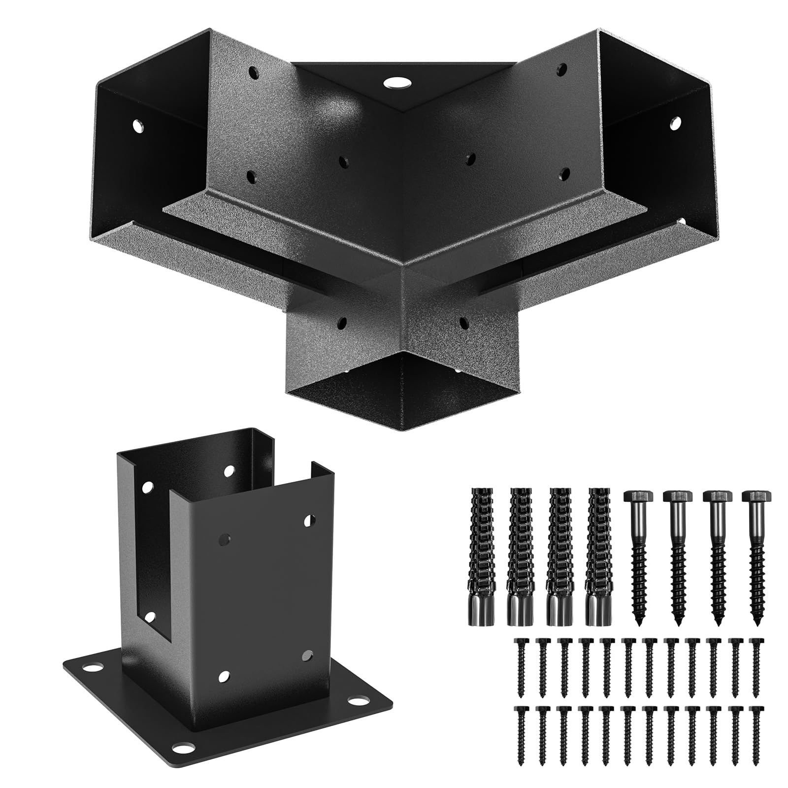 TROPTOLKY 4x4 Pergola Brackets Kit, 3-Way Powder-Coated Woodworks ...