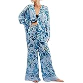 Yimoon Womens Satin Pajama Set Floral Silk Pajamas 2 Piece Cute Long Sleeve Button Down Pjs Sleepwear Lounge Set