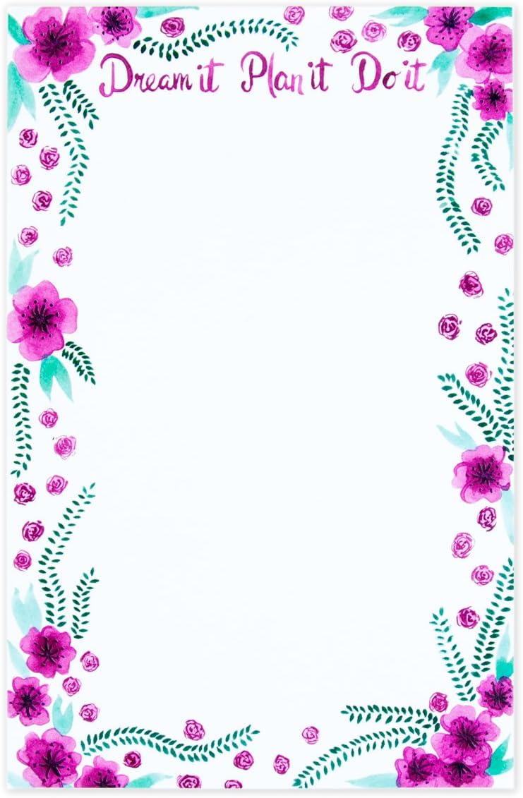 Pretty writing paper notepad for telephone notes and to-do lists, desk and cubical accessory for women, Dream it Plan it Do it