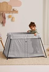 BabyBjörn Travel Cot Light Silver with Fitted Sheet Organic Cotton view 5