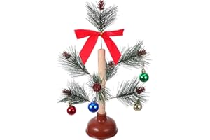 Milisten Funny Toilet Plunger Christmas Tree Ornament Festive Holiday Decor with Balls and Bow Compact