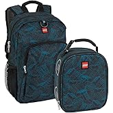 LEGO Heritage Classic Backpack and Lunchbox 2-Piece Combo Set, Matching Back to School Pack and Lunch Kit, Blueprint