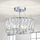 ElegLumi Crystal Ceiling Light, 3-Light Modern Semi-Flushmount Ceiling Light for Living Room, Dinning Room Hallway, D12xH9inc