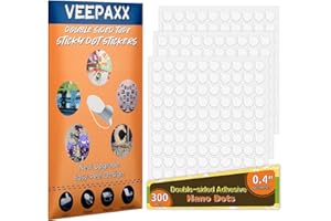 VEEPAXX 300Pcs Double Sided Adhesive Dots, Removable Clear Dots Sticky Tack, Waterproof No Trace Dots Adhesive Putty for Wall Hanging Crafts, Balloons Party Decorations Poster Picture Festival Decoration 10mm