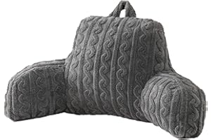 Aimuan Reading Pillow Bed Rest Wedge Backrest Pillow with Arms Back Support for Sitting Up in Bed Cushion Incline Rest Sleeping Snoring Pillow (Grey)