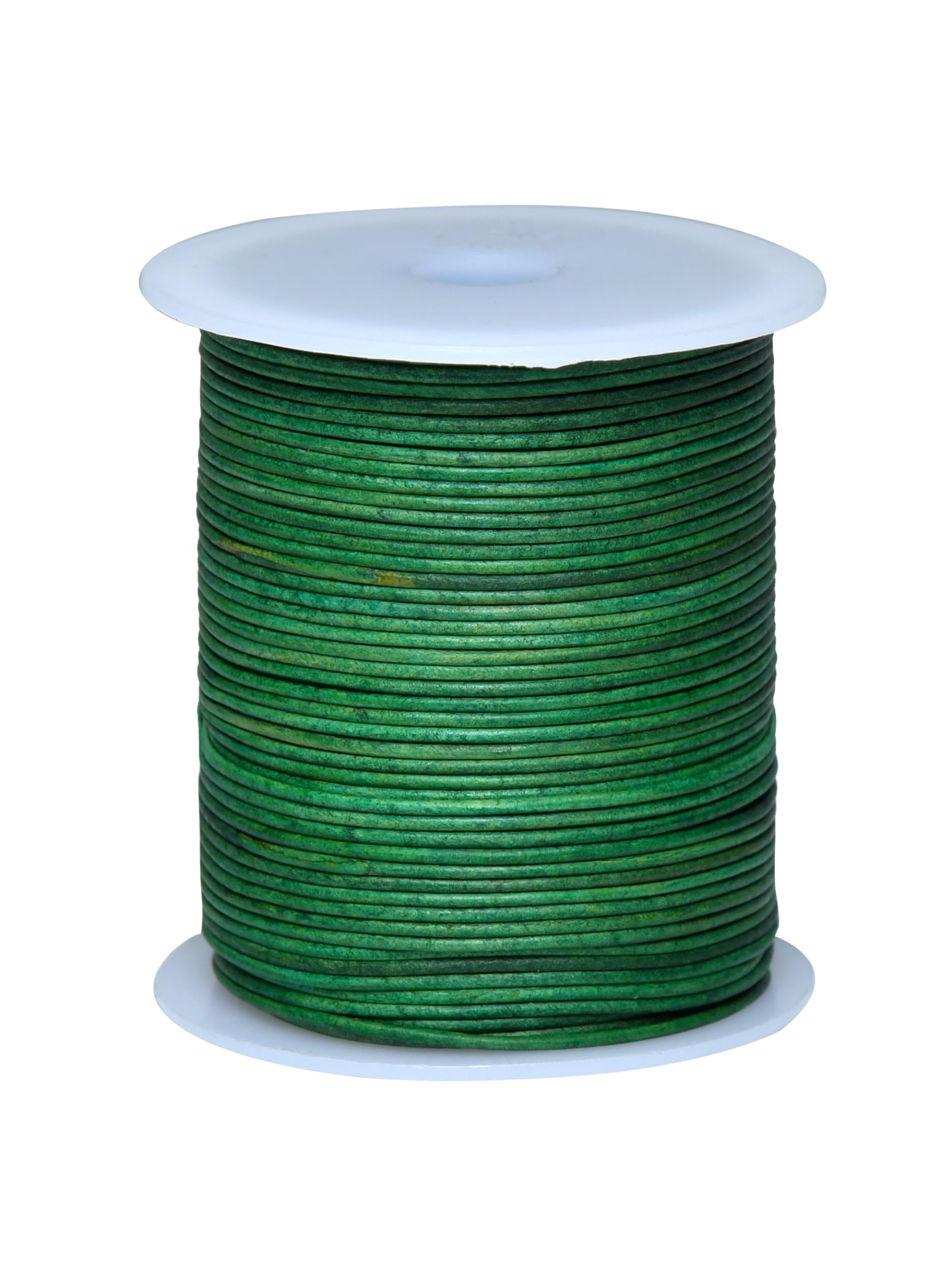 Cords Essentials Round Genuine Leather String Cord, Rope for Jewelry Making, Necklaces, Bracelets, Kumihimo Braiding, Wraps, Crafts and Hobby Projects (Distressed Sea Green, 1.5 MM) — image 1