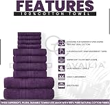 GC Gaveno Cavalia 10-Piece Towel Bale Set 450 GSM Purple Quick Dry view 2