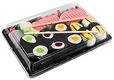 Sushi Socken 5 Paar Tamago Lachs Gurke Maki Maki Oshinko Maki Thunfisch EU 36-40 41-46 in Europa hergestellt ideal als Gesche