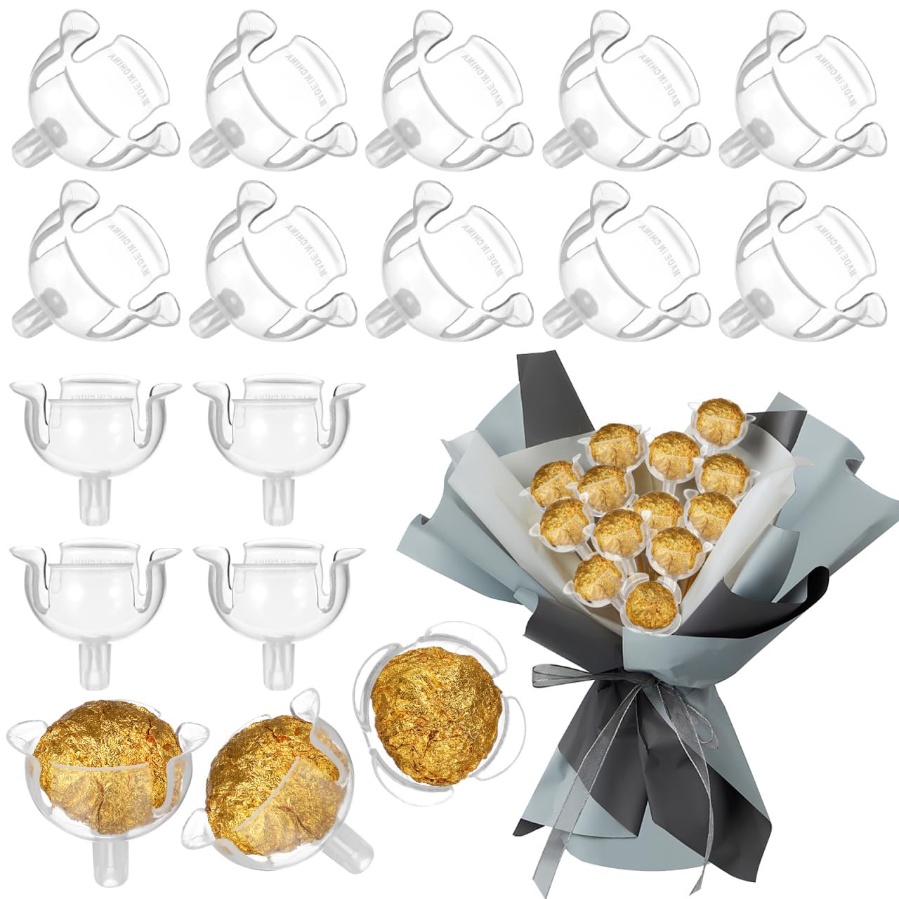 Milisten Chocolate Ball Holder Portable Flower Stick 1.57X1.57X1.18In Reusable Candy Base for Diy Bouquet Handmade Candy Arrangements