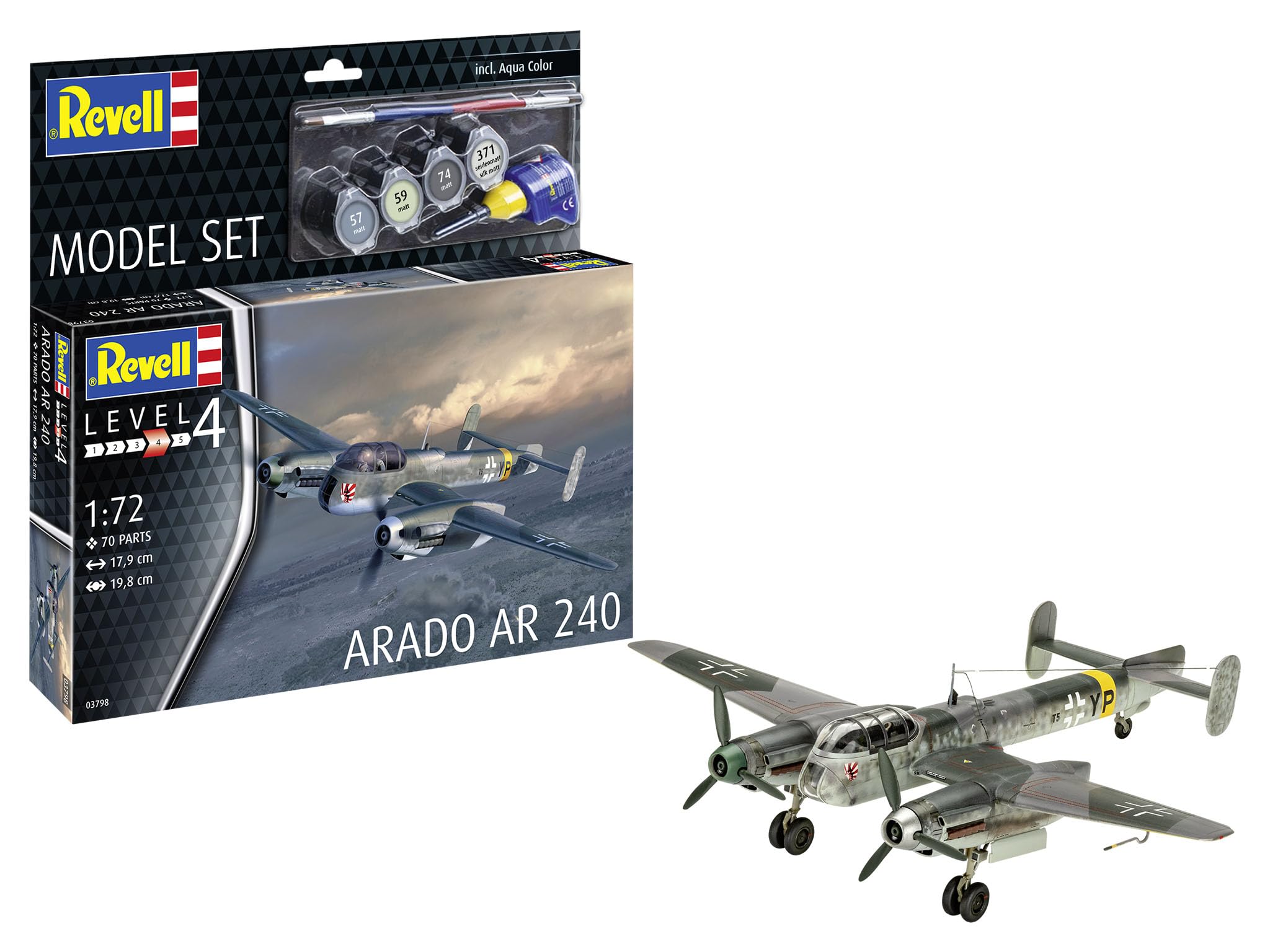 Revell 63791 Model Set Arado Ar 240 1:72 Scale Unbuilt/Unpainted Plastic Model Kit with Accessories