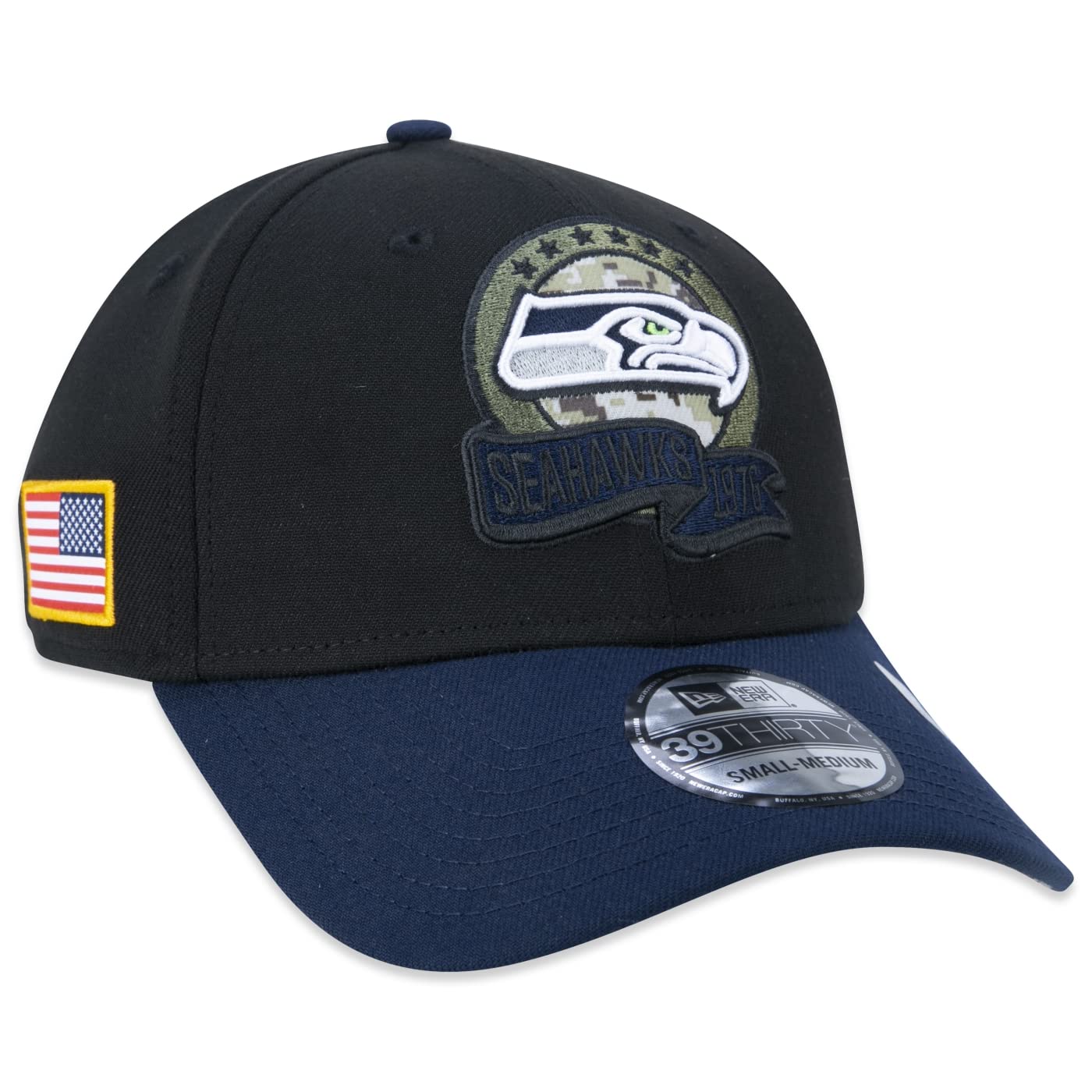 New Era 39Thirty NFL STS 22 Seahawks CapEra Women/Men - Curved Brim Cap Baseball Fitted Closed Back, with Peak Autumn Summer Spring Winter All-Season - M/L (57-59 cm) Black