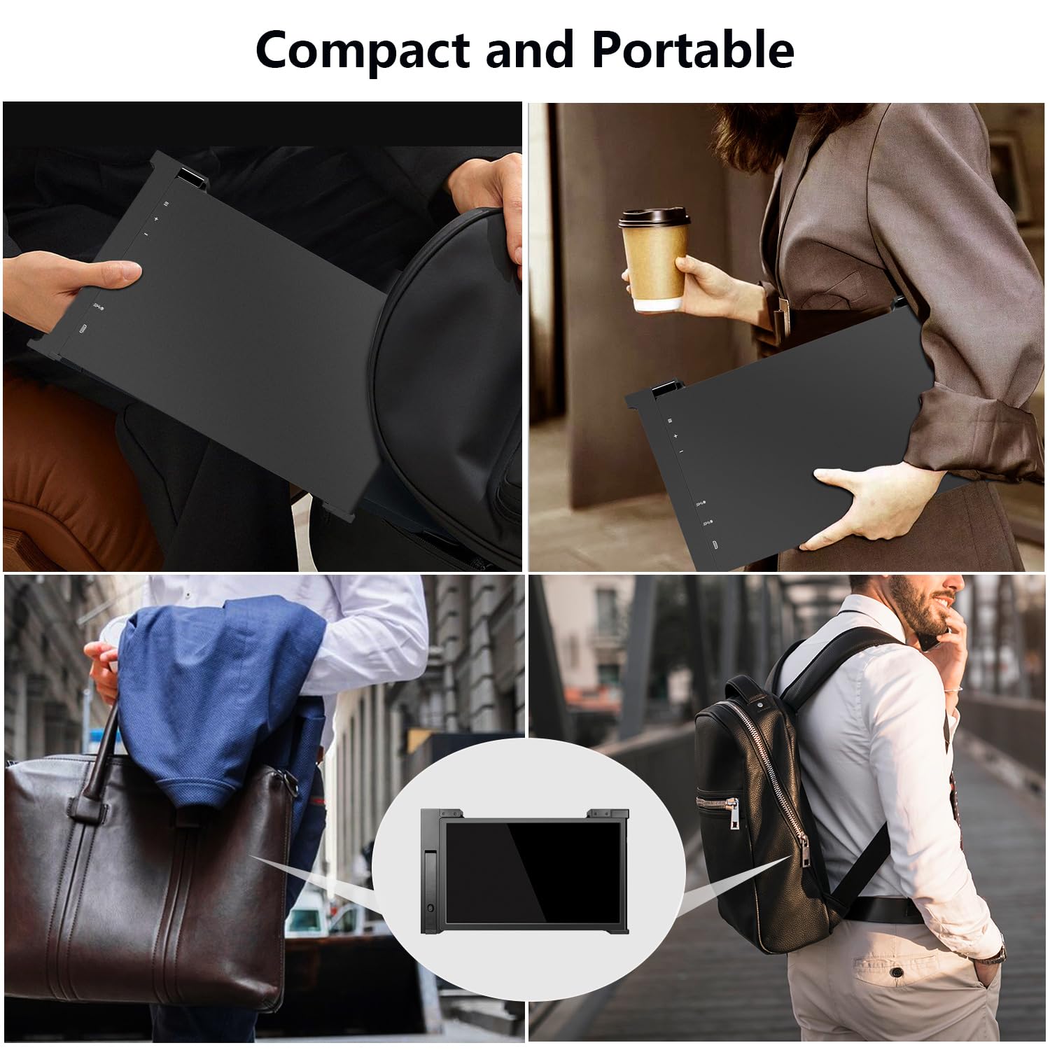 FQQ Laptop Screen Extender, 15.4-inch Portable Monitor for Laptop with Ultra-Slim FHD IPS Display, USB-C Plug and Play Extended Screen Compatible with MacOS, Windows for 15.6-17.3