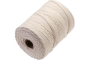 GOHOHOF Macrame Cord 4mm x 328yards Natural Macrame Cotton Rope Colored Macrame Rope Soft Cotton Cord Macrame Supplies Craft Rope Macrame Yarn for Plant Hanger Wall Hanger Dreamcatcher(Beige)