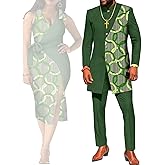 African Couple Outfits Matching Sets Ankara Women Wrap Dress Kente Clothes or Dashiki Men Suit
