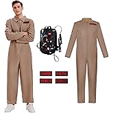VYXIDEX 3 Pcs Ghost Costume Adult Deluxe Set for Halloween Dress Up Party and Roleplay Cosplay with Proton Pack