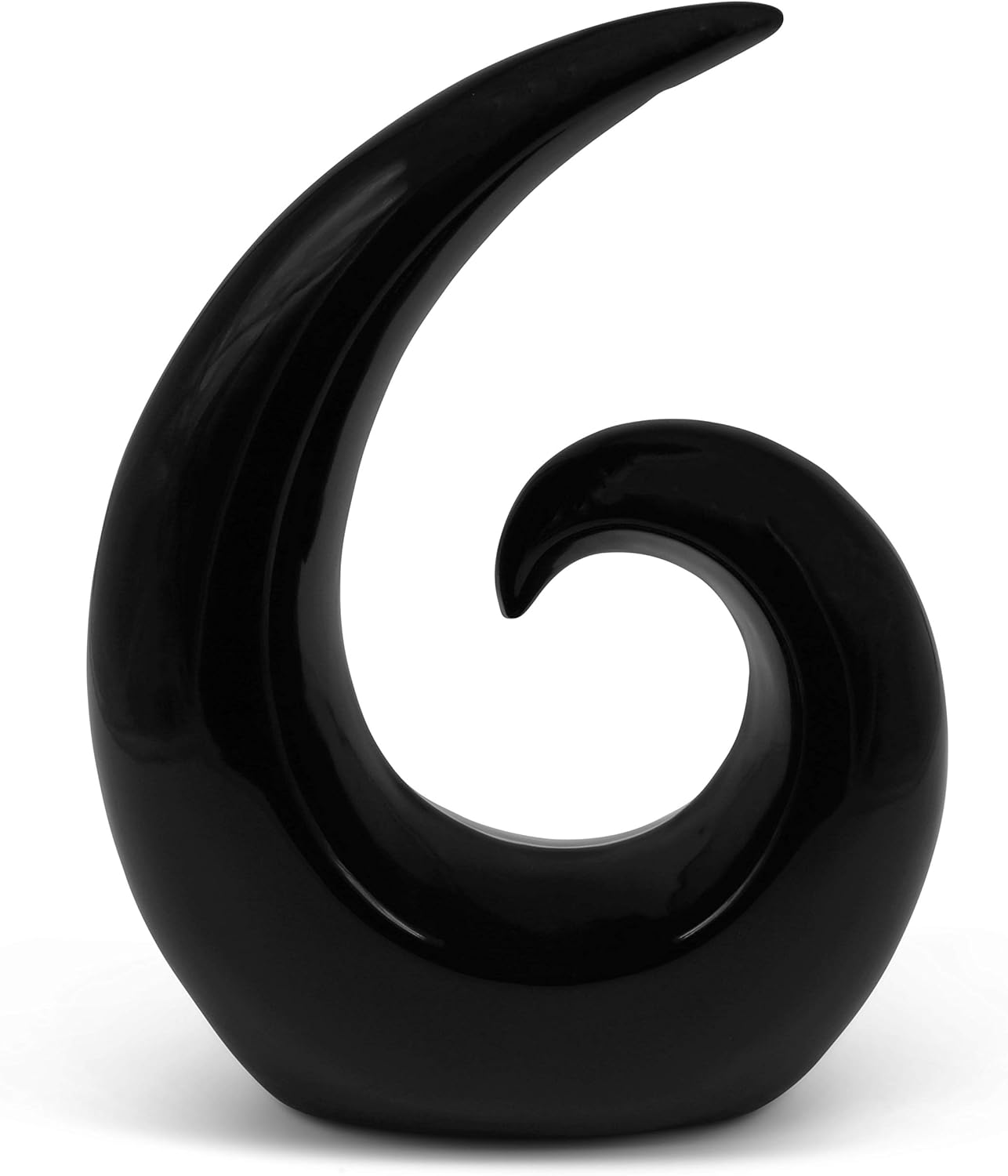Stylish ceramic sculpture - modern decoration statue in black - decorative spiral 20 cm high - figurine also suitable as a gift