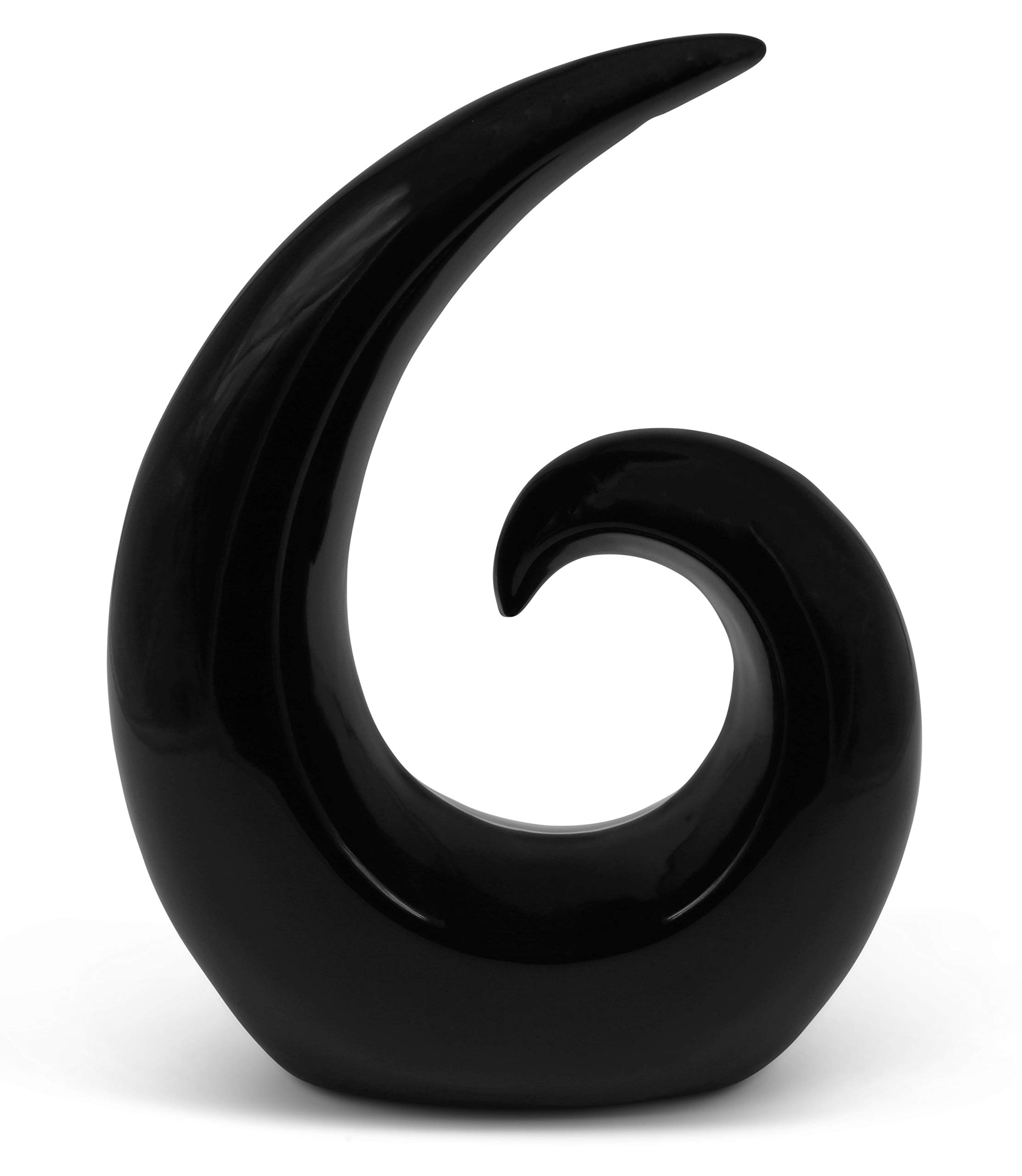 Stylish ceramic sculpture - modern decoration statue in black - decorative spiral 20 cm high - figurine also suitable as a gift