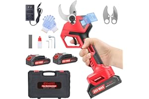 EIOEHTL Electric Pruning Shears, Upgraded LCD Display & 2pcs 21V 2000mAh Enhanced Battery, Electric pruner Use SK5 Alloy Blades, Pruning Diameter 40-50mm, Cordless pruner for Tree, Branch, and Grass Trimming
