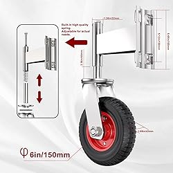 WOOSKY Spring Loaded Tube Gate Casters 6” Rubber