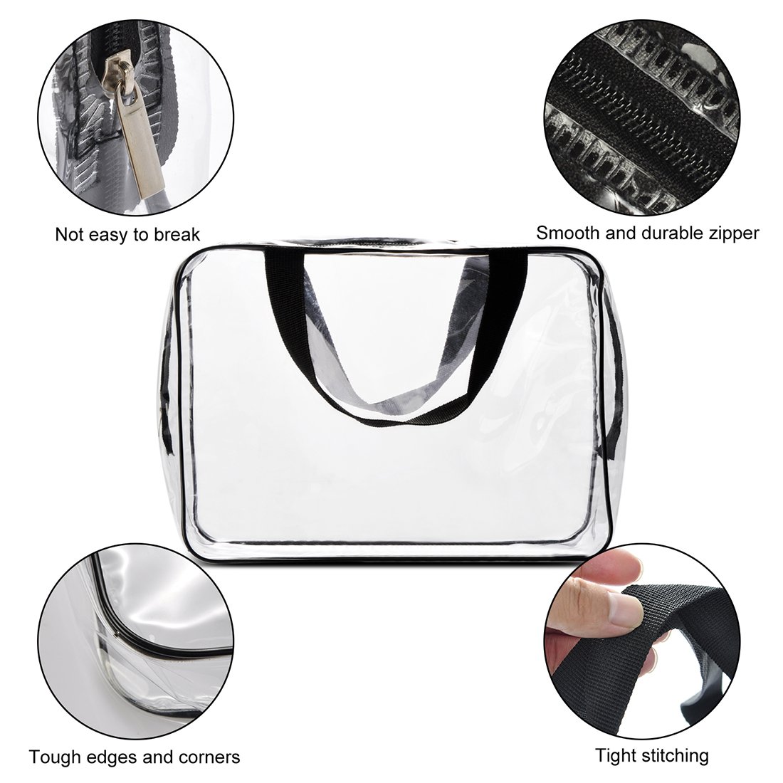 Ciaoed Waterproof Makeup Bag Clear Travel Toiletry Bags PVC cosmetic bag for Men & Women 3 Pack