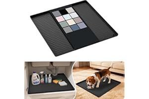 URMONA Waterproof Silicone Under Sink Mat 55 W x 55 L cm Shelf Liner for Kitchen and Bathroom, Cabinet and Counter Protector,