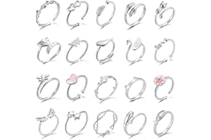 TAMHOO 20 Pcs Adjustable Rings Set for Women - Finger Rings Pack Stackable Rings for Teens- Cute Rings for Teen Girls -in Gold and Silver Tone