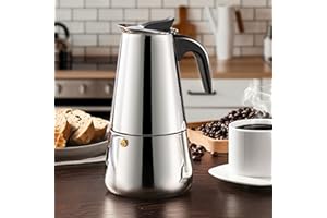 CONYEE Coffee Pot, Stainless Steel Moka Pot Italian Coffee Maker 6 cup/10 OZ Stovetop Espresso Maker for Gas or Electric Ceramic Stovetop Camping Manual Cuban Coffee Percolator for Cappuccino or Latte