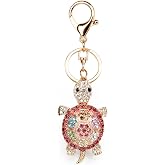 TOPASION Lucky Turtle Colorful Opal Rhinestone Plating Women Car/Bag Keychain Purse Charm