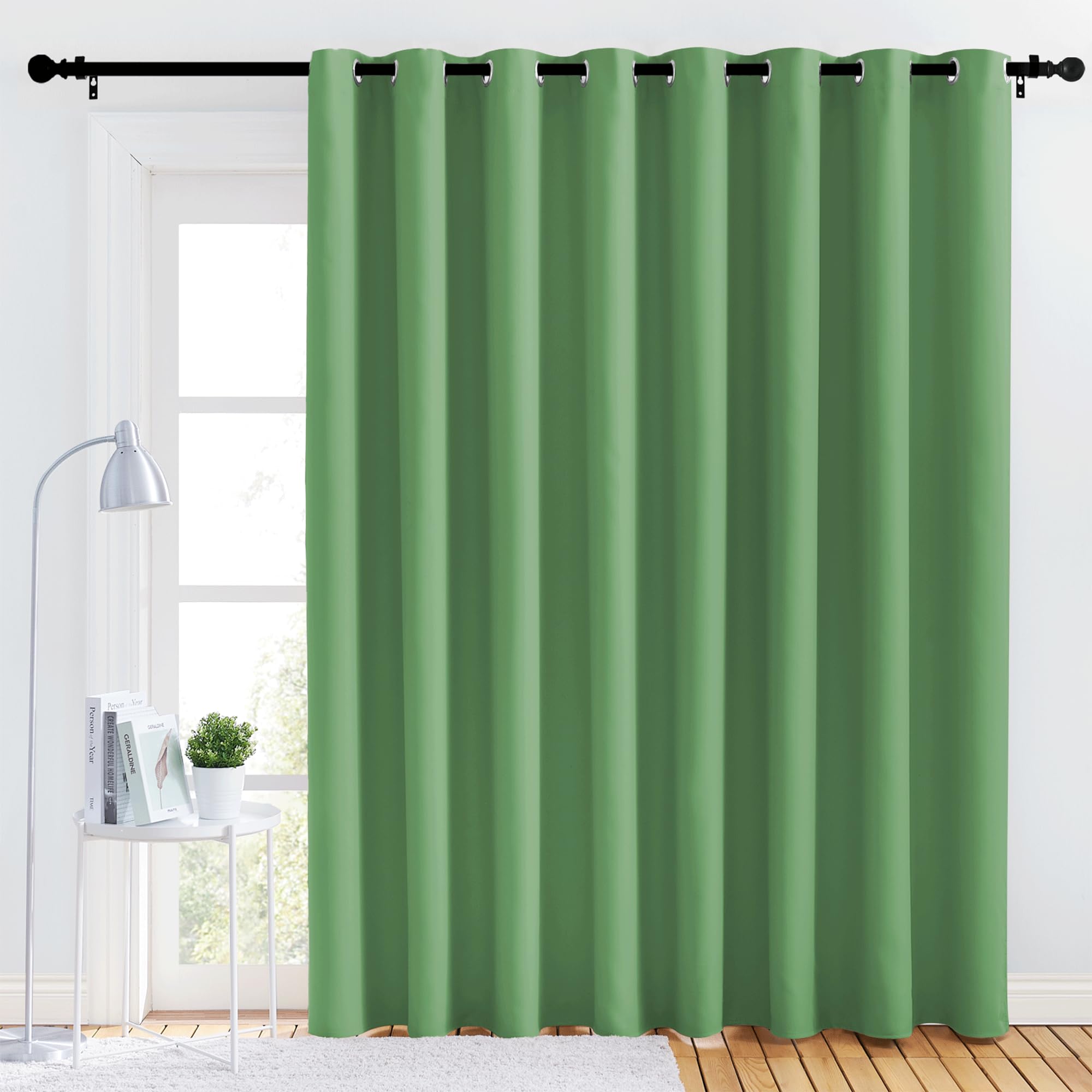 NICETOWN Lower Noise Room Divider Curtain Screen Partitions, Forest Green, 1 Panel, 84" Tall x 120" Wide, Blackout Sound Reducing Divider Room Drape for Doorway/Glass Window/Sliding Door/Patio Image