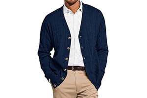 Runcati Mens Cable Knit Cardigan Sweater V Neck Casual Button Down Sweaters Long Sleeve Fall Outwear with Pockets