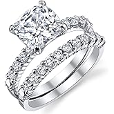 Metal Masters CO. Womens 2.5Ct Wedding Engagement Ring Band Set Fabulous Cushion CZ Sterling Silver 925