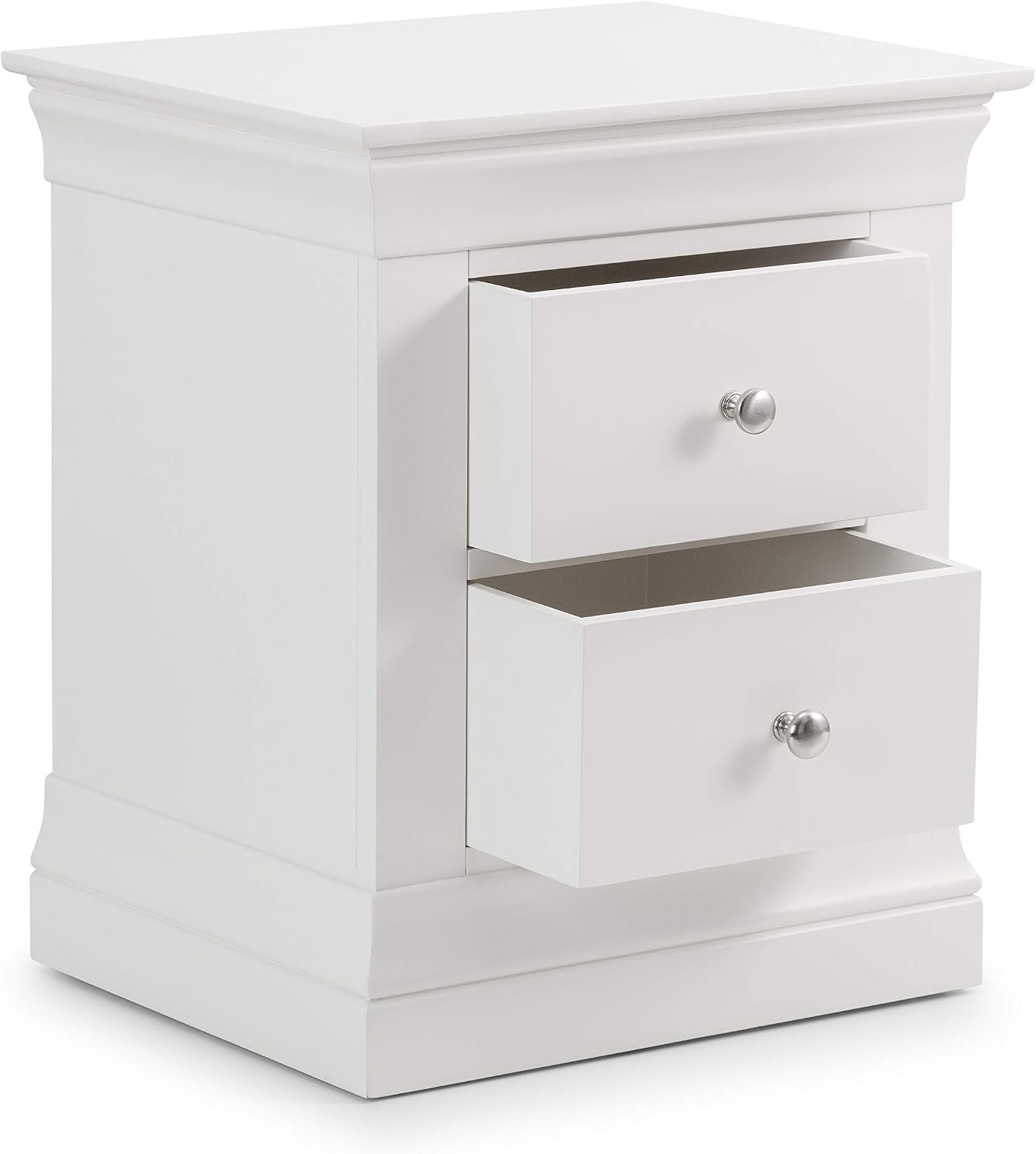 Julian Bowen Clermont 2 Drawer Bedside, White, Height: 59, Width: 50, Depth: 40cm - Image 4