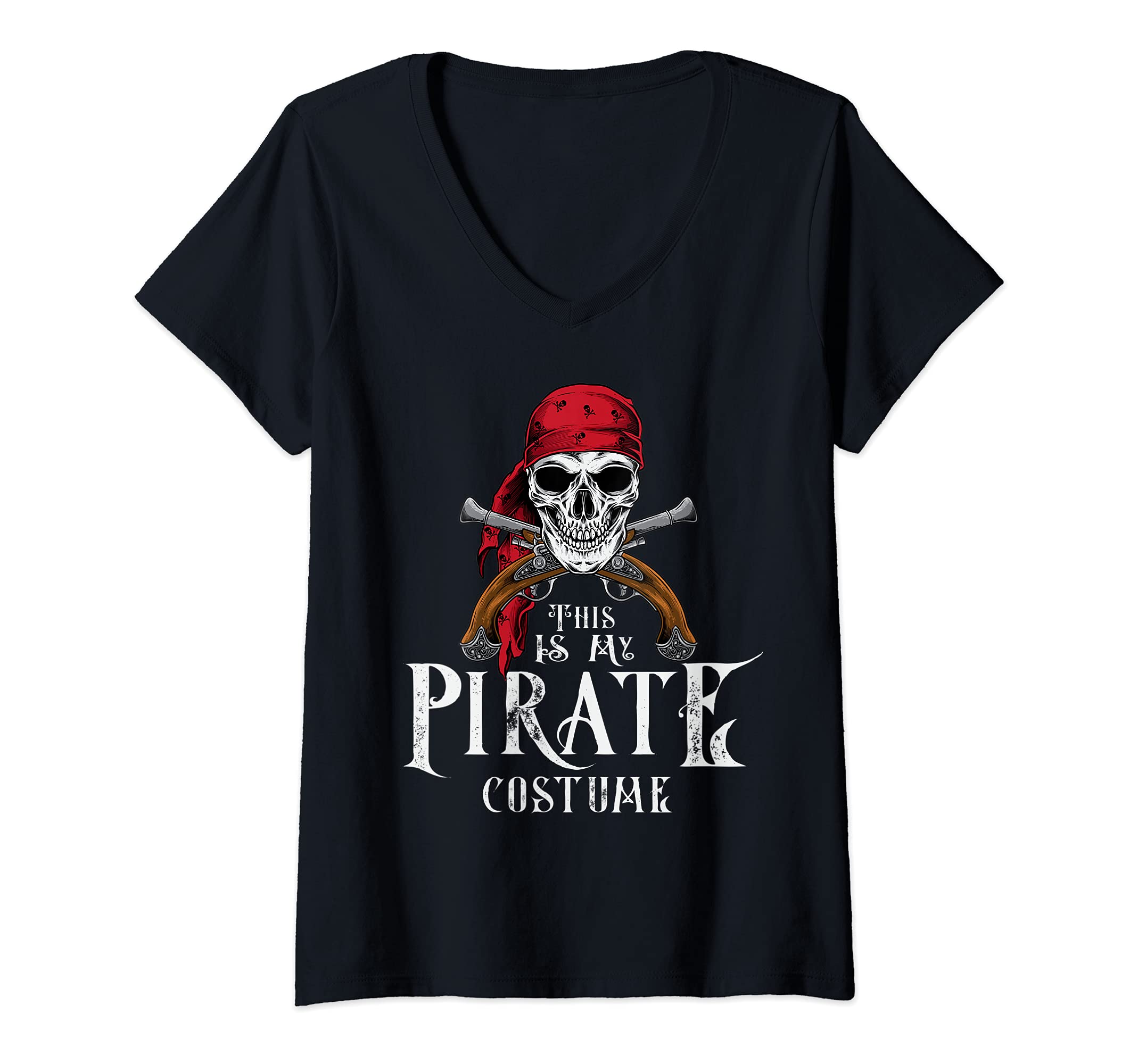 Womens This Is My Pirate Costume Halloween Costume Cool V-Neck T-Shirt