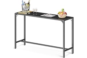 ODK 55 Inch Outdoor Bar Table, Patio Bar Height Table, Tall Hot Tub Table with Weather Resistant Waterproof Top for Garden, Yard, Balcony, Poolside, Black