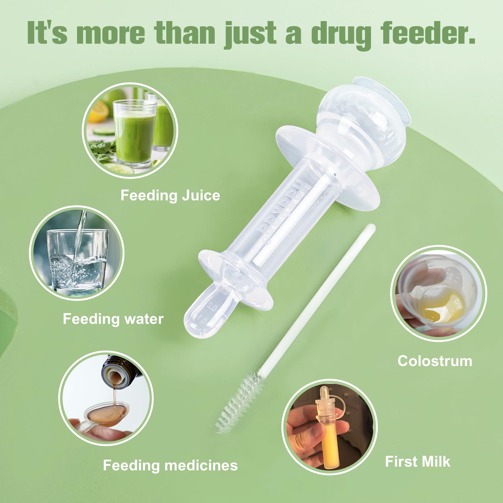 haakaa Baby Medicine Dispenser,Syringe for Liquid,Unique Silicone Ball Design, Dual-Angled Ports,One-Handed Operation,0 Months+
