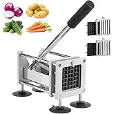 French Fry Cutter Professional Stainless Steel Potato Cutter with 1/2 Inch and 3/8 Inch Blades Commercial French Fries Slicer