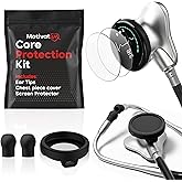 Core Protection Kit for EKO Core 500 Digital Stethoscope – Silicone Chestpiece Cover, 2 Tempered Glass Screen Protectors, & Replacement Ear Tips (Black)