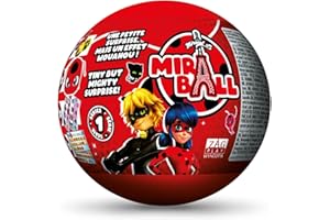 Miraculous Ladybug, 4-1 Surprise Miraball, Toys for Kids with Collectible Character Metal Ball, Kwami Plush, Glittery Stickers and White Ribbon (Wyncor)
