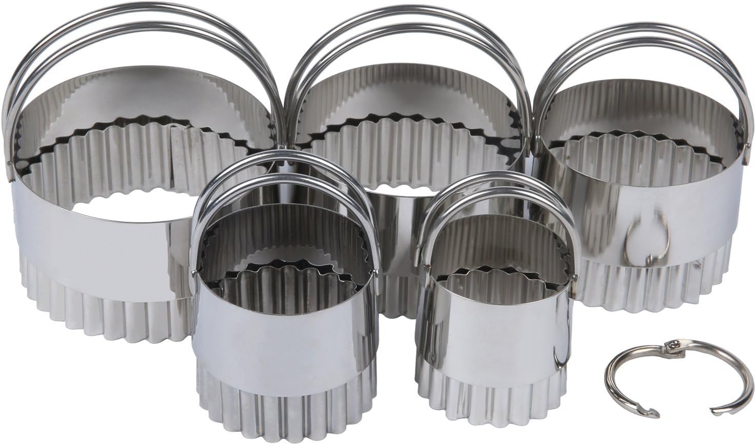 Ebake 5 Pieces Reusable Stainless Steel Biscuit Cutter Set Round with Rippled Edge (Flower)