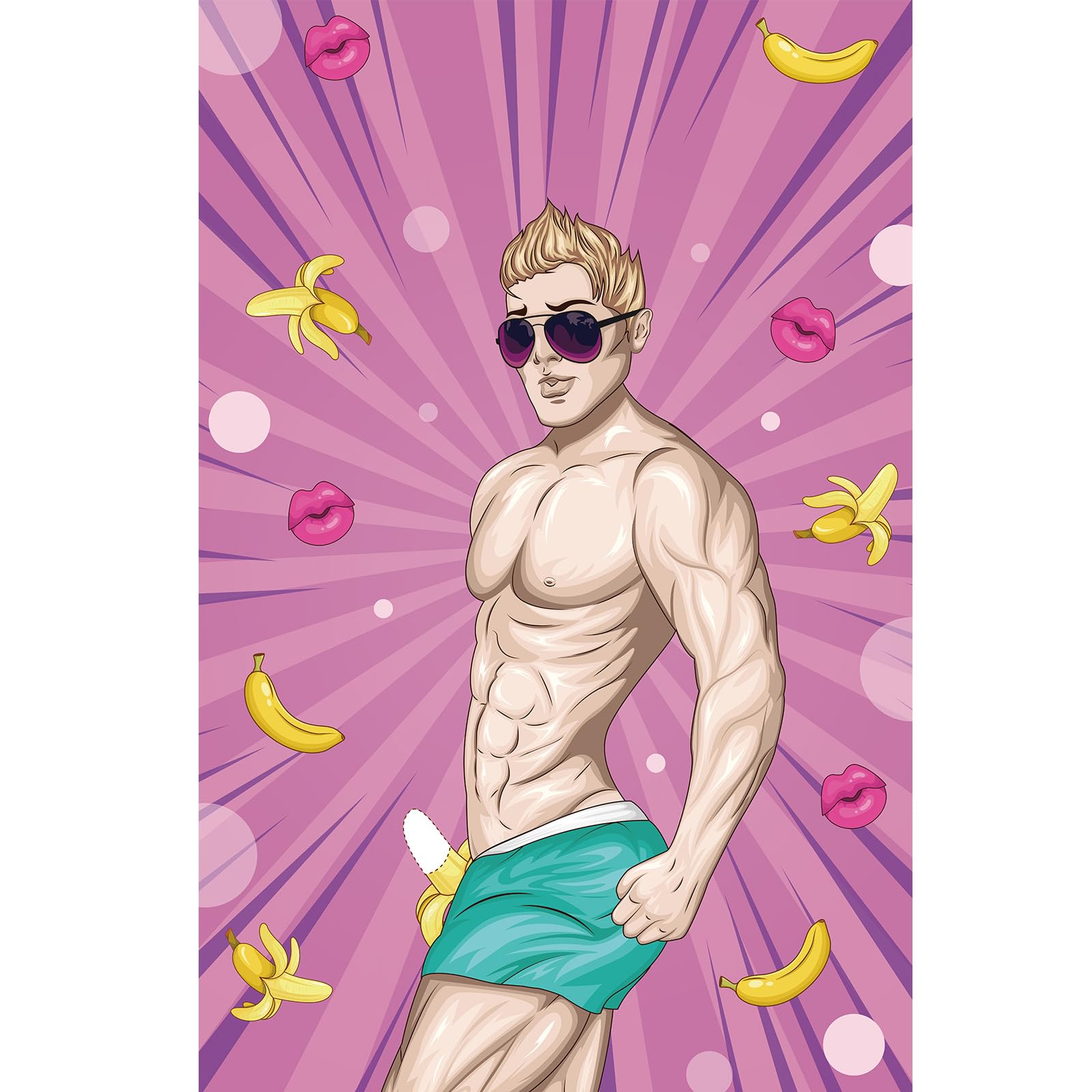 Lemicin Hen Do Party Games - Pin the Banana on the Hunk Big Poster 72 Player Stickers Hen Do Accessories Bridal Shower Bachelorette Night out Party Blindfold game with 2 Eye Mask