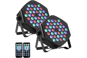 LUNSY RGB Stage Lighting 2Pack, 36LED Dj Par Lights, Uplighting for Events, Sound Activated, Remote and DMX Control, for Wedding, Party, Concert, Festival