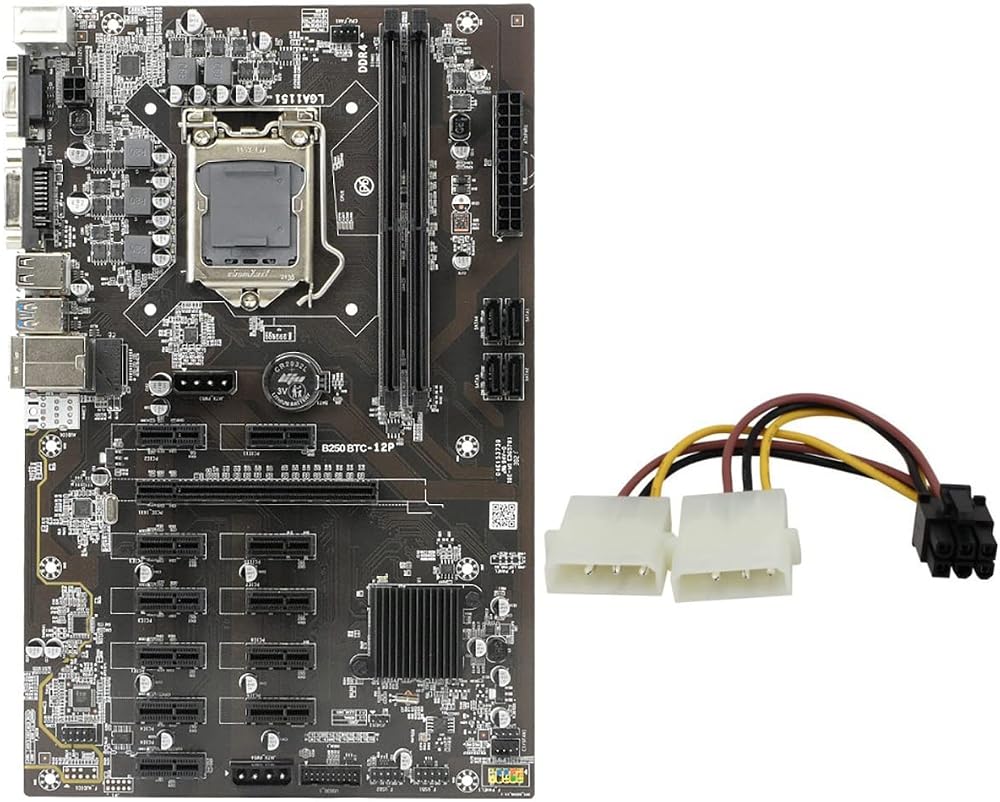 Zunedhys B250 BTC Mining Motherboard 12 PCIE LGA 1151 DDR4 16G RAM SATA3.0 6PIN