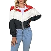LAOARA Women’s Lightweight Windbreaker Sport Jacket Zip Up Color Block Coat Casual Long Sleeve Jogging Outerwear