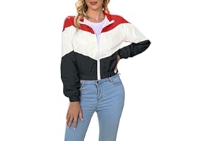 LAOARA Women’s Lightweight Windbreaker Sport Jacket Zip Up Color Block Coat Casual Long Sleeve Jogging Outerwear
