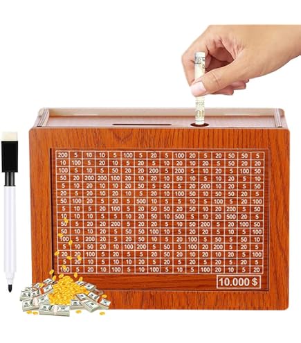 Wooden Cash Savings Box With Countdown - Money Saving Challenge Safe