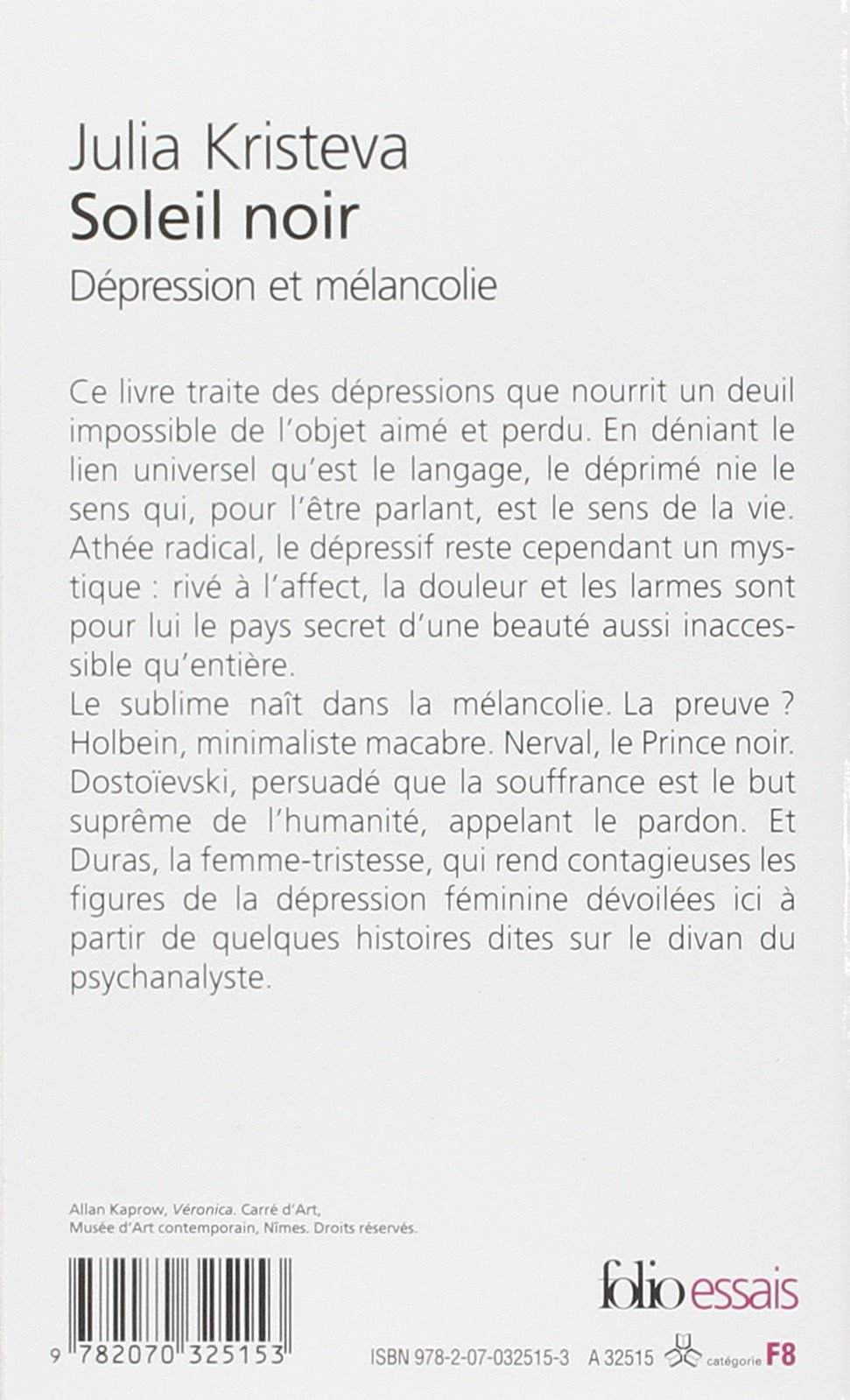 Soleil Noir Depression Collection Folio Essais French Edition Kristeva Professor Julia Kristeva J Amazon Com Books