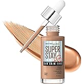 Maybelline Super Stay Up to 24HR Skin Tint, base de cobertura leve a média, maquiagem infundida com vitamina C, 322, 1 unidad